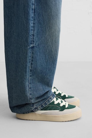 Sapatilhas em couro - Verde-escuro