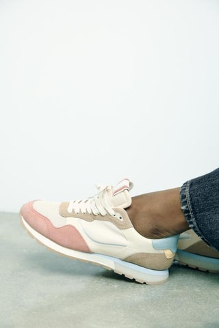 Sapatilhas em couro - Rosa e branco