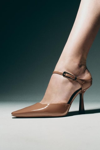 Sandálias de salto envernizadas - Castanho