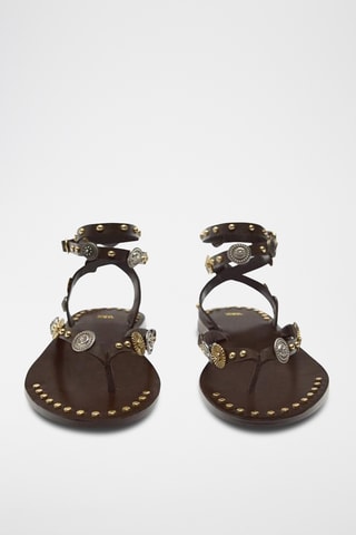 Sandálias em couro - Castanho