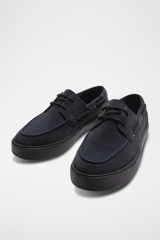 Sapatos de vela em nobuck - Azul-marinho