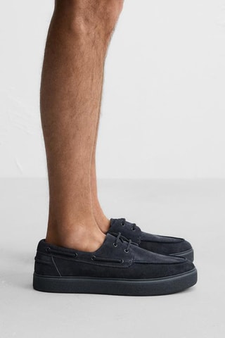 Sapatos de vela em nobuck - Azul-marinho