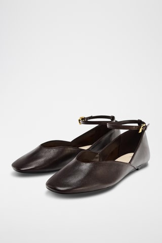 Sabrinas em couro - Castanho-escuro