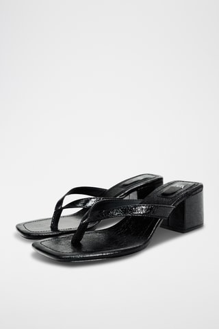 Sandálias de salto envernizadas - Preto
