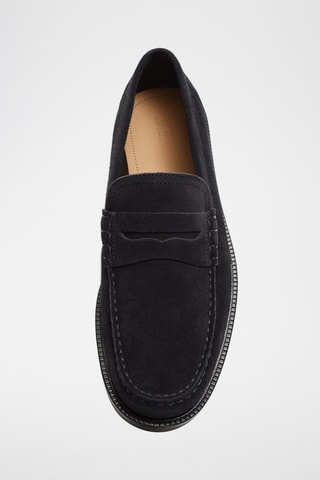 Mocassins em nobuck- Azul-marinho