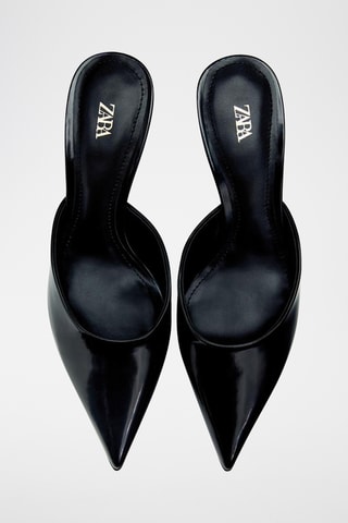 Mules de salto envernizados - Preto