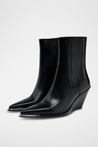 Bottines compensées en cuir - Noir