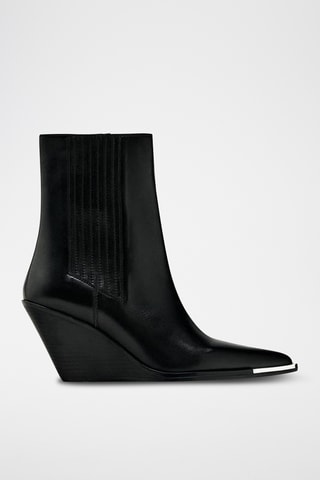 Bottines compensées en cuir - Noir