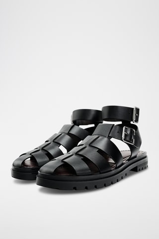 Sandálias romanas em couro - Preto