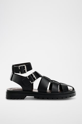 Sandálias romanas em couro - Preto