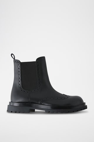 Botins Chelsea de couro- Preto