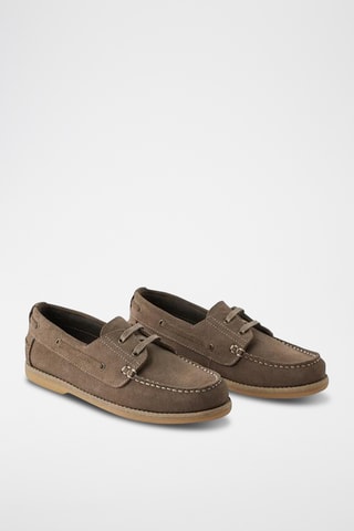 Sapatos de vela em nobuck - Castanho