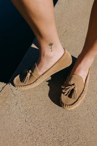 Mocassins em nobuck - Bege