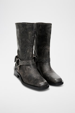 Bottines en cuir - Gris foncé