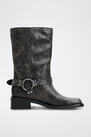 Bottines en cuir - Gris foncé