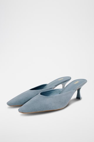 Mules de salto em nobuck - Azul-celeste