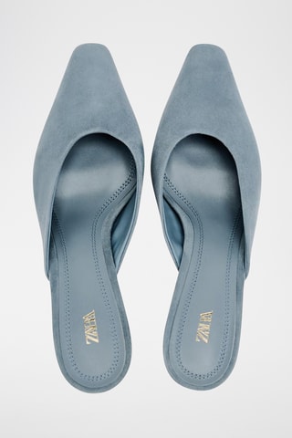 Mules de salto em nobuck - Azul-celeste