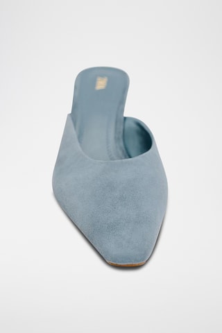 Mules de salto em nobuck - Azul-celeste