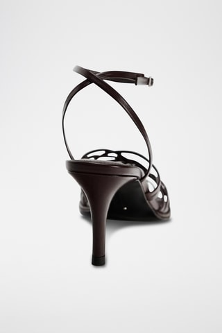 Sandálias de salto em couro- Castanho