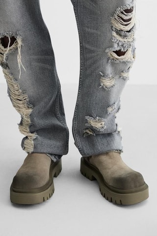 Botins em nobuck - Bege- claro