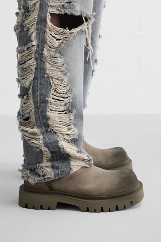 Botins em nobuck - Bege- claro