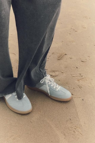 Sapatilhas em nobuck - Azul-celeste