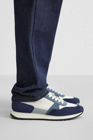 Sapatilhas em nobuck- Azul-marinho