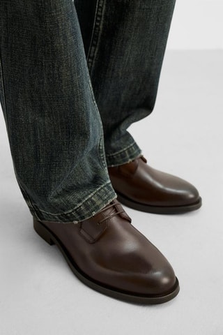 Derbies em couro - Castanho