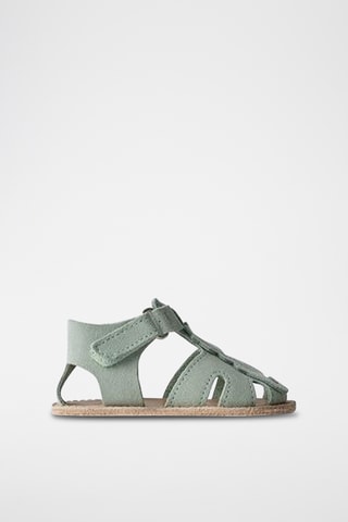 Sandálias em nobuck - Verde-água