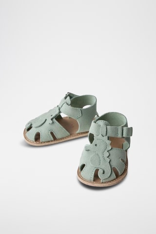 Sandálias em nobuck - Verde-água