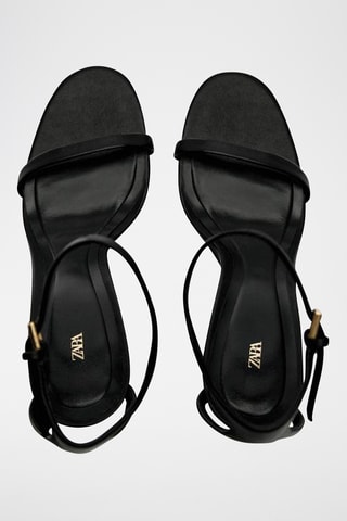 Sandálias com cunha em couro - Preto