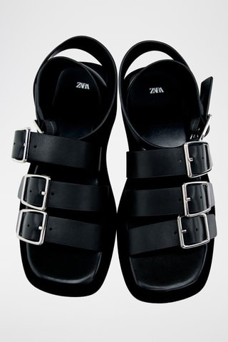 Sandálias em couro - Preto