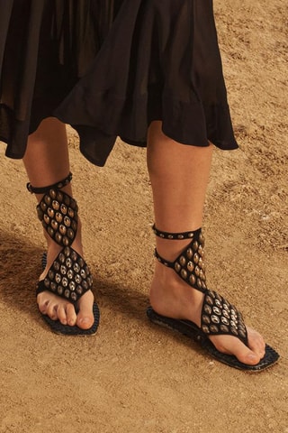 Sandálias em couro - Preto