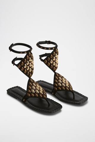 Sandálias em couro - Preto