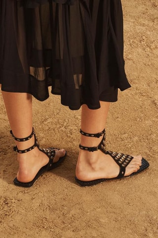 Sandálias em couro - Preto