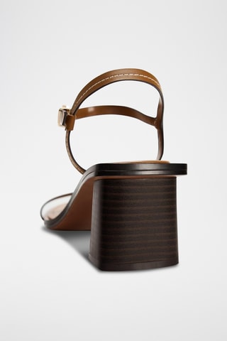 Sandálias de salto em couro- Castanho