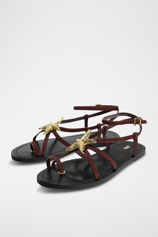 Sandálias em couro - Bordô