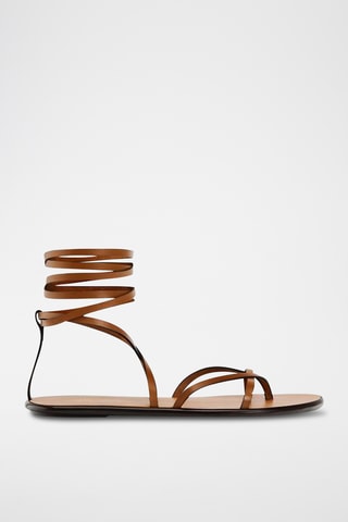 Sandálias em couro - Castanho