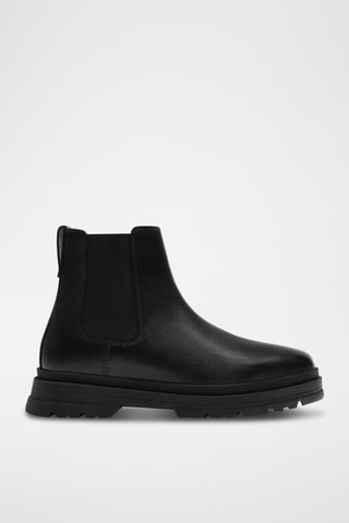 Botins Chelsea de couro- Preto