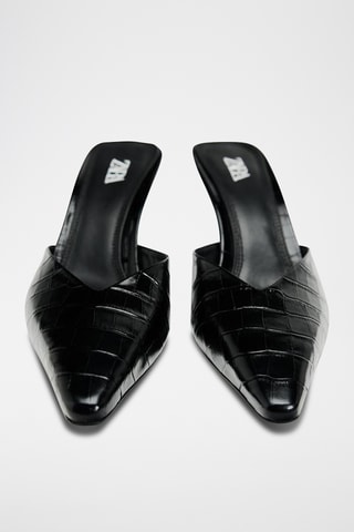 Mules de salto em couro- Preto