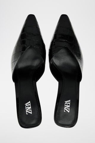 Mules de salto em couro- Preto