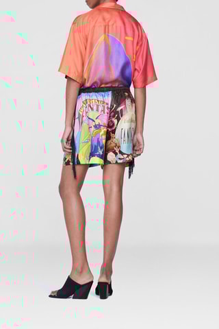 Zijden Blouse - Geel, oranje en paars