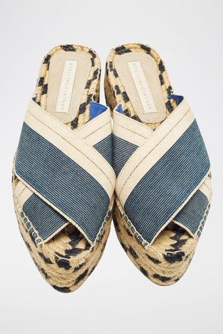 Platform Sandalen - Beige, blauw en zwart