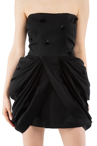 Strapless Mouwloze Jurk- Zwart - Zwart