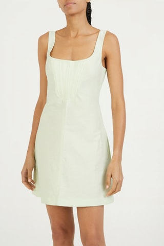 Mouwloze Korte Linnen Jurk - Groen