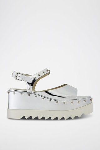 Platform Sandalen met Hak - Wit en zilverkleurig