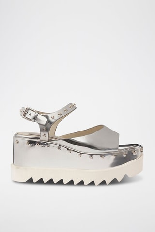 Platform Sandalen met Hak - Wit en zilverkleurig