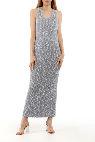 Mouwloze Trui-jurk - Wit en blauw