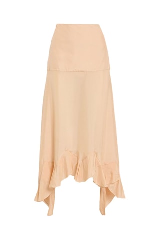 Asymmetrische Zijde Rok Hoge Taille - Lichtoranje