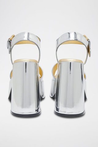 Platform Sandalen met Hak - Zwart, geel en zilverkleurig
